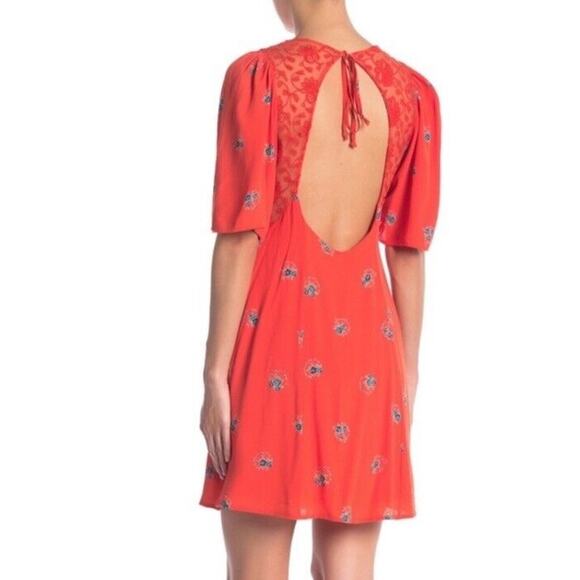 Free People Mockingbird Mesh Inset Empire Waist Mini Dress Womens Size 6 NWT - Picture 2 of 11